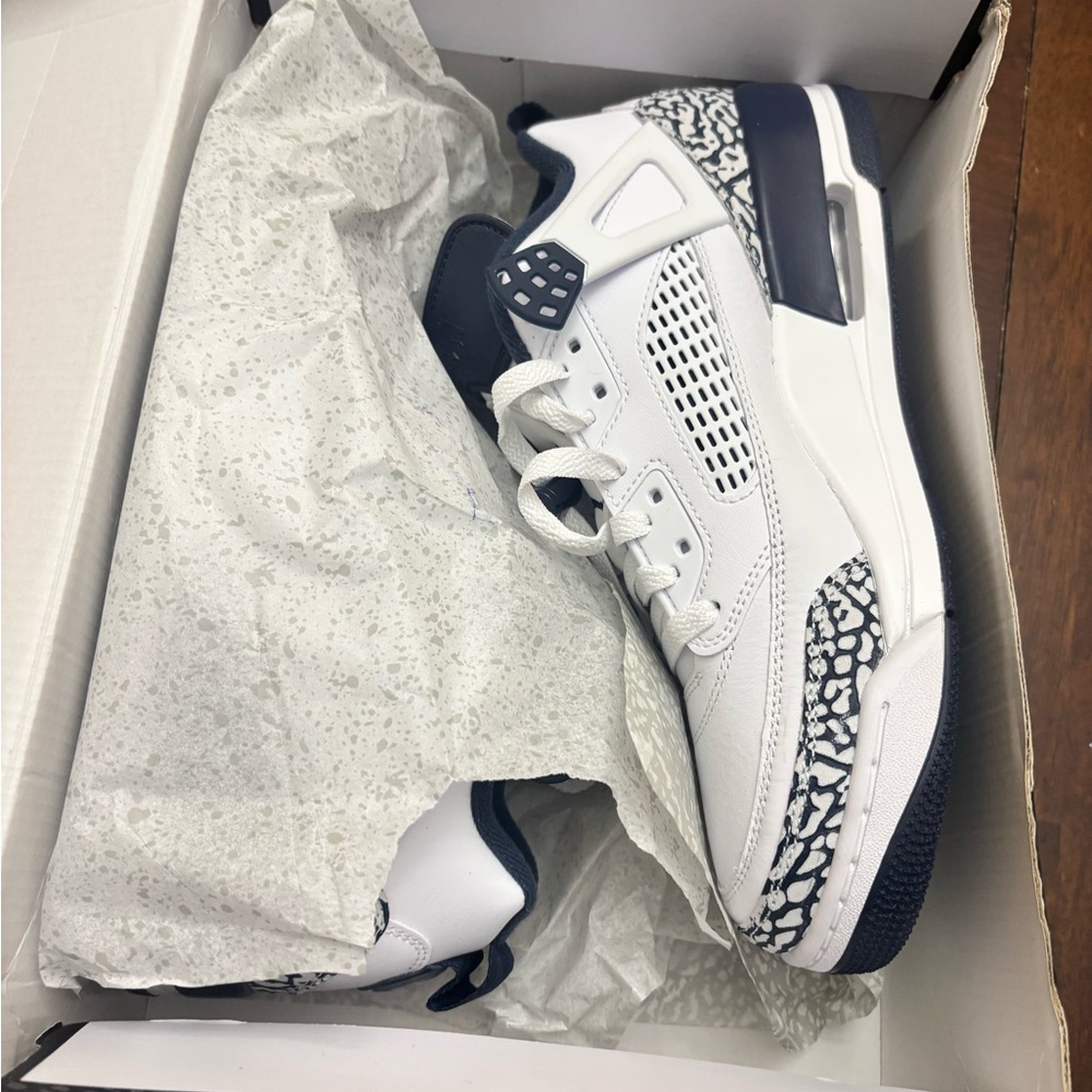 White and Navy Blue Jordan 3